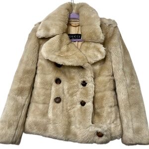 Gucci Vintage Faux Fur Double Breasted Jacket